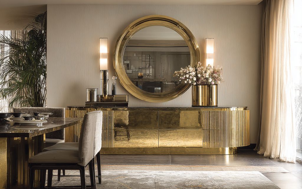 Designer's guide to fifteen exquisite sideboard and mirror combinations for luxury interiors